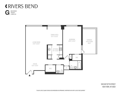 Floor plan for 1 bed, 2 baths